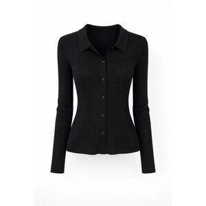 White House Black Market size XL  Black ribbed button-front Sweater Cardigan